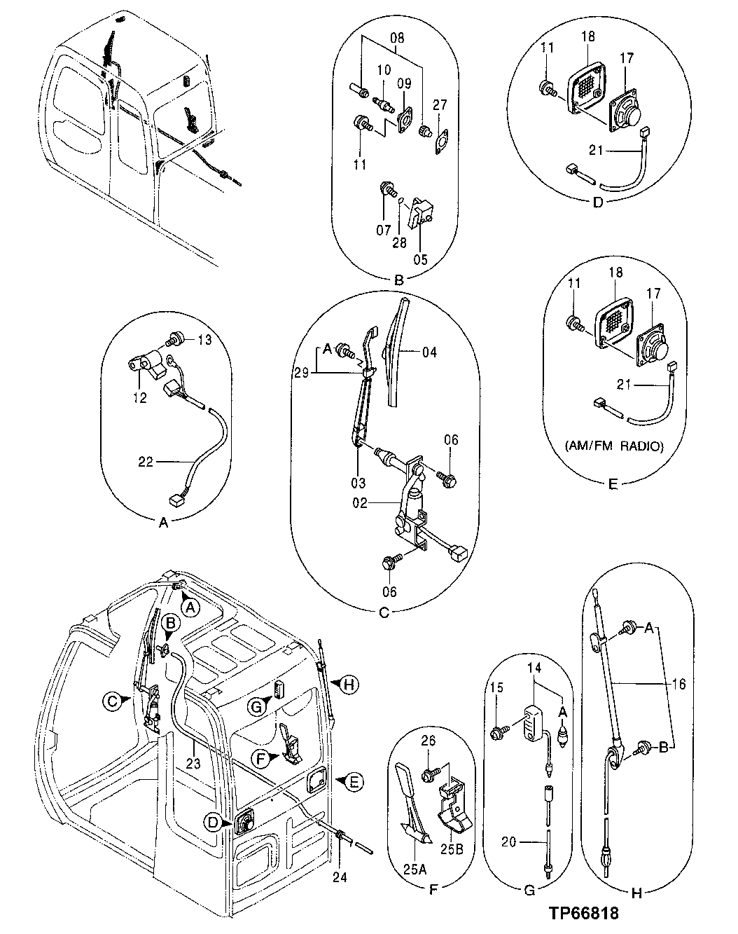 Схема запчастей John Deere 50 - 59 - Cab Components 1810 Operator Enclosure