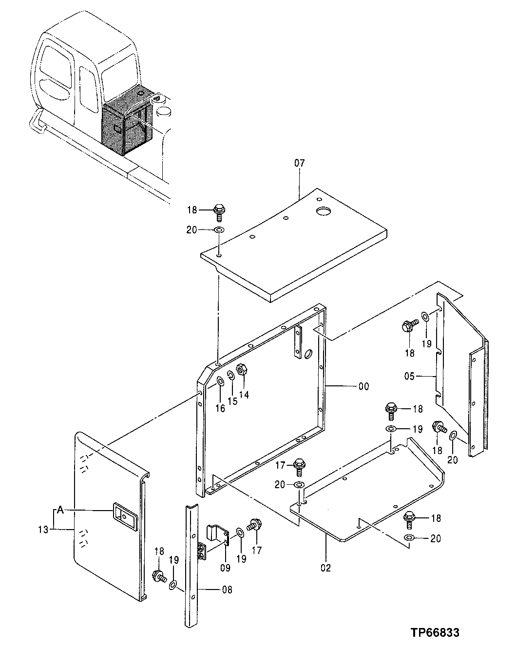 Схема запчастей John Deere 50 - 94 - Cover 1910 Hood Or Engine Enclosure
