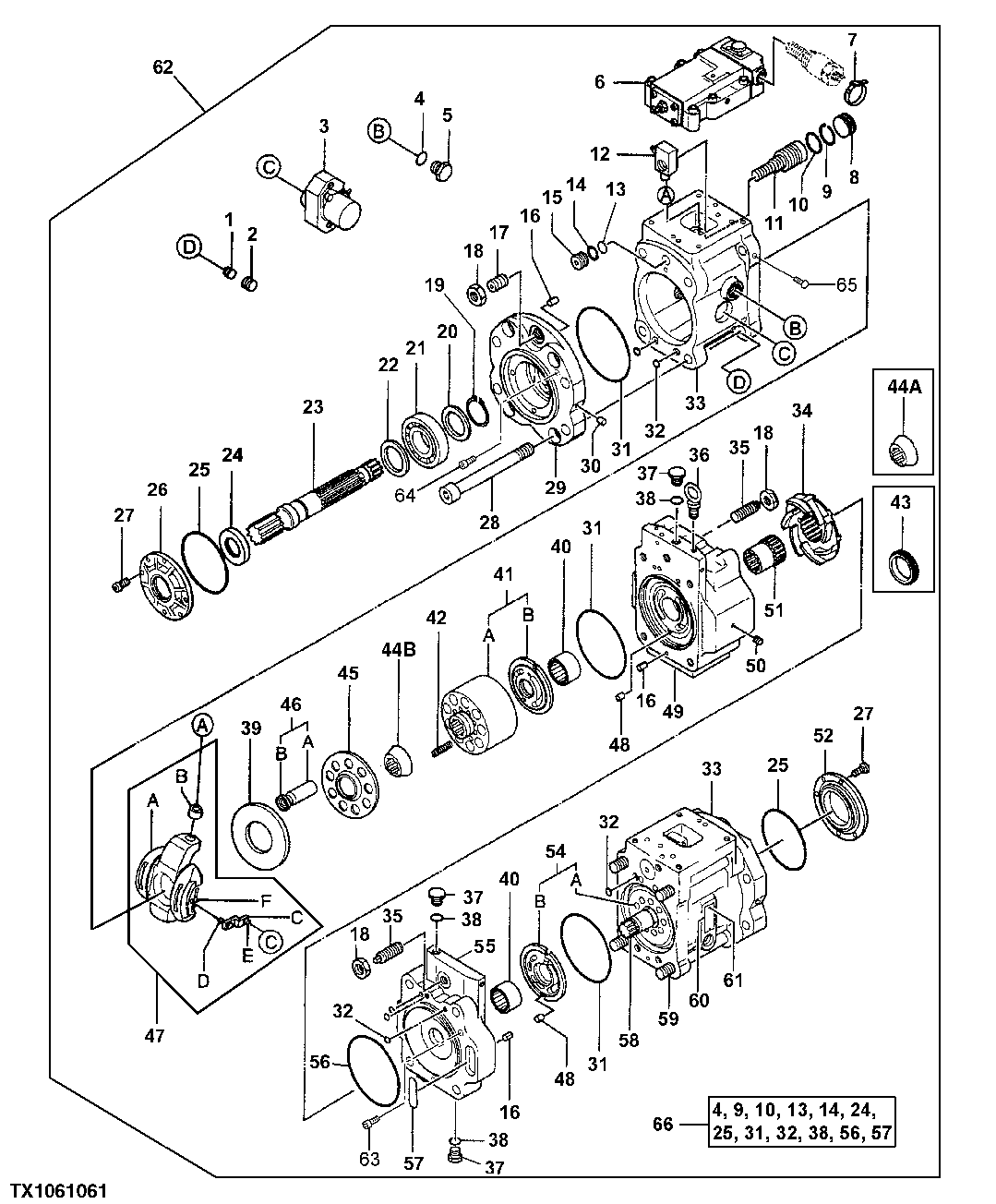 Схема запчастей John Deere 50 - 106 - Main Hydraulic Pump 2160 Vehicle Hydraulics