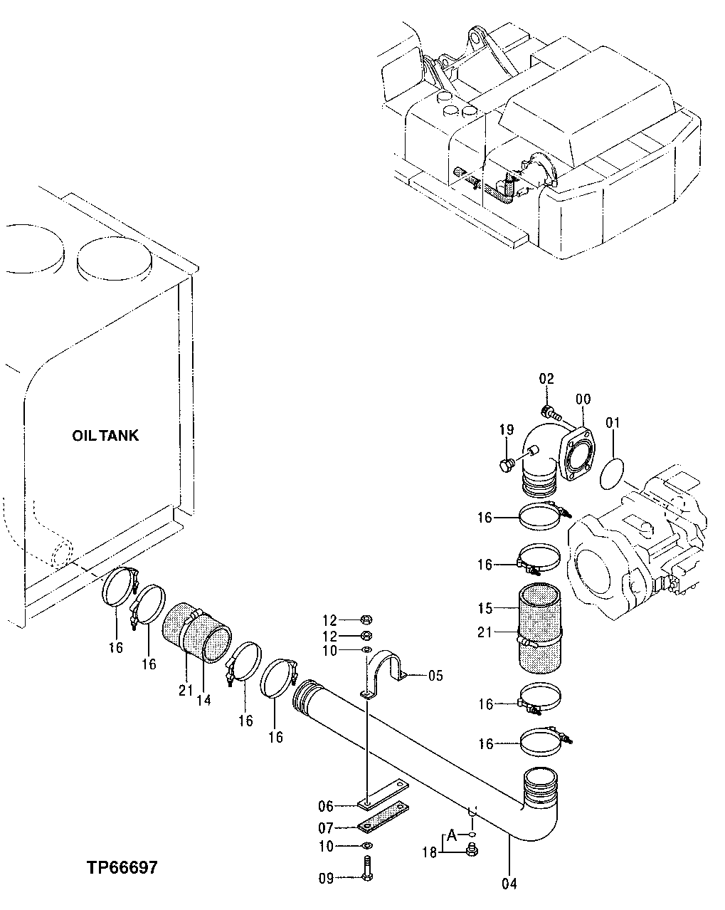 Схема запчастей John Deere 50 - 109 - SUCTION PIPINGS 2160 Vehicle Hydraulics