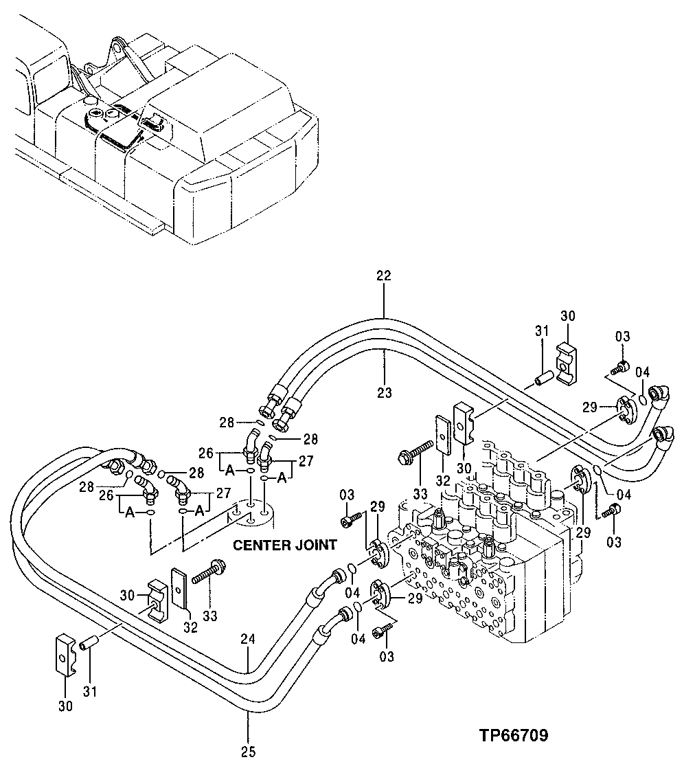 Схема запчастей John Deere 50 - 140 - MAIN PIPING 3360 HYDRAULIC SYSTEM
