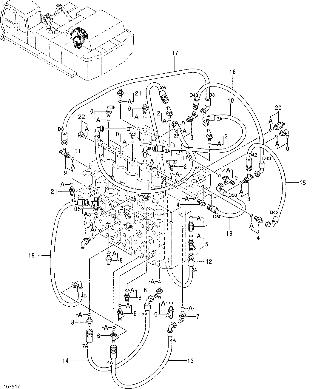 Схема запчастей John Deere 50 - 145 - PILOT PIPINGS 3360 HYDRAULIC SYSTEM