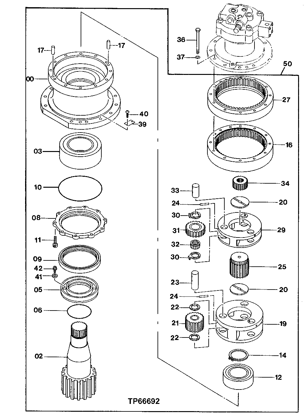 Схема запчастей John Deere 50 - 216 - Swing Device 4360 Hydraulics
