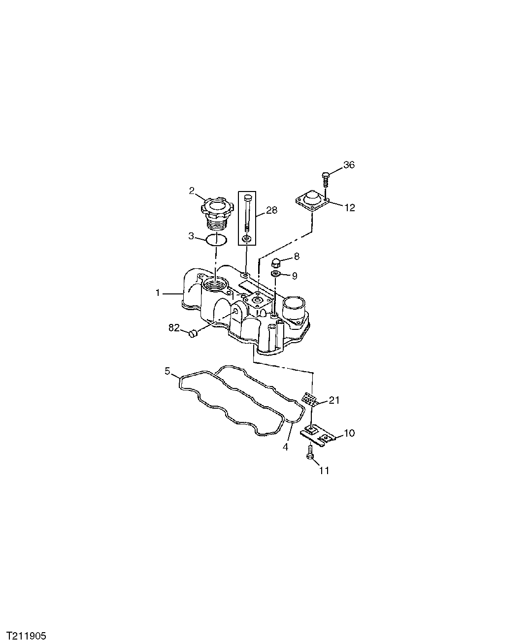 Схема запчастей John Deere 7ZTS - 22 - CYLINDER HEAD COVER (ENGINE SN 520575- ) 0404 CYLINDER BLOCK