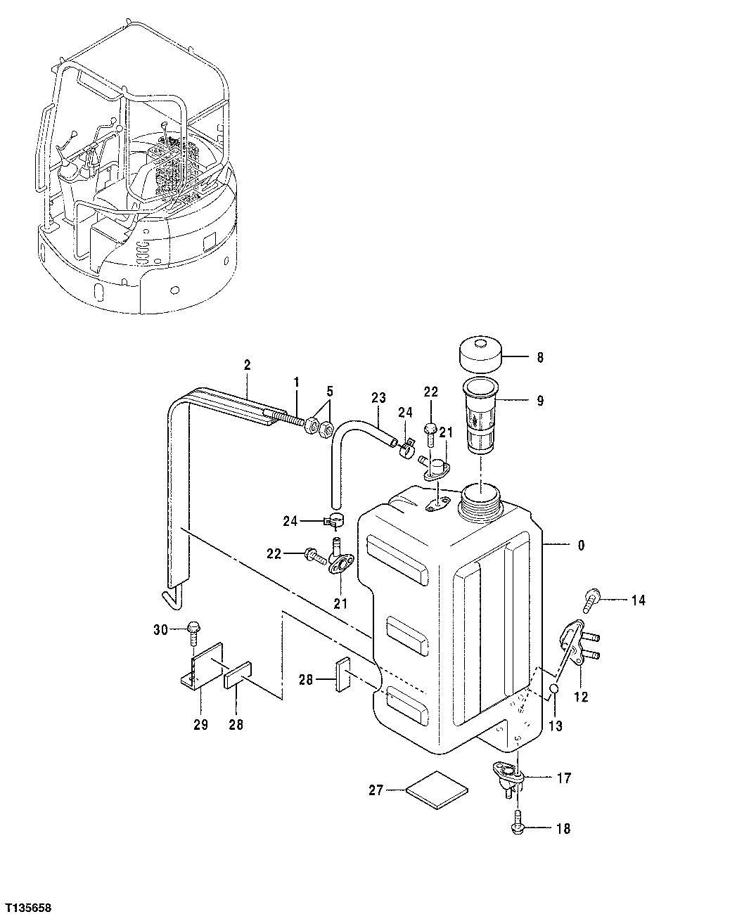Схема запчастей John Deere 7ZTS - 43 - FUEL TANK 0564 FUEL TANK