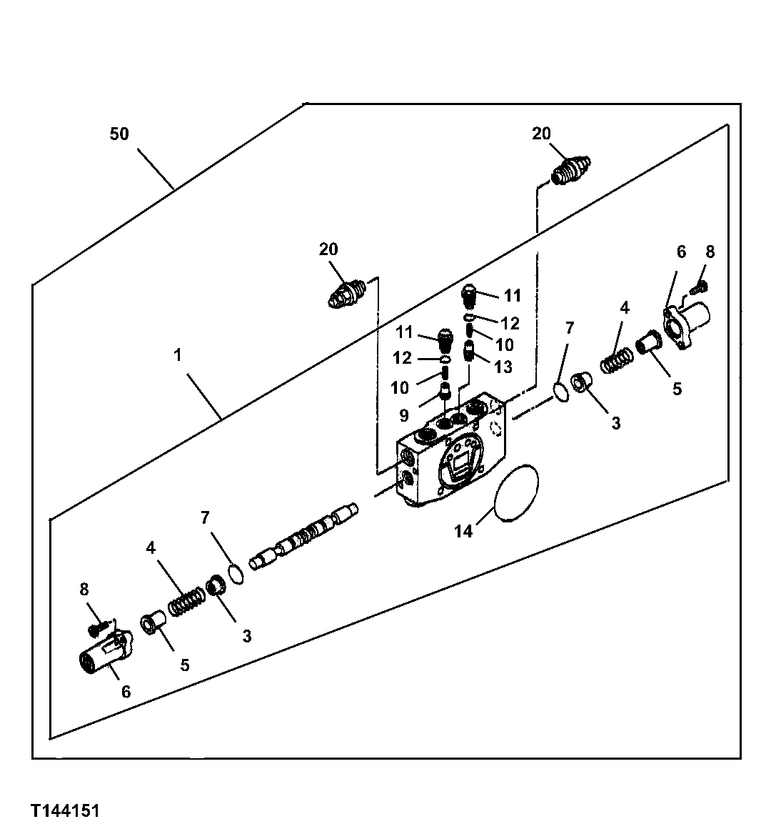 Схема запчастей John Deere 7ZTS - 111 - Control Valve Bucket Spool Section 3362 CONTROL & LOAD HOLDING VALVES