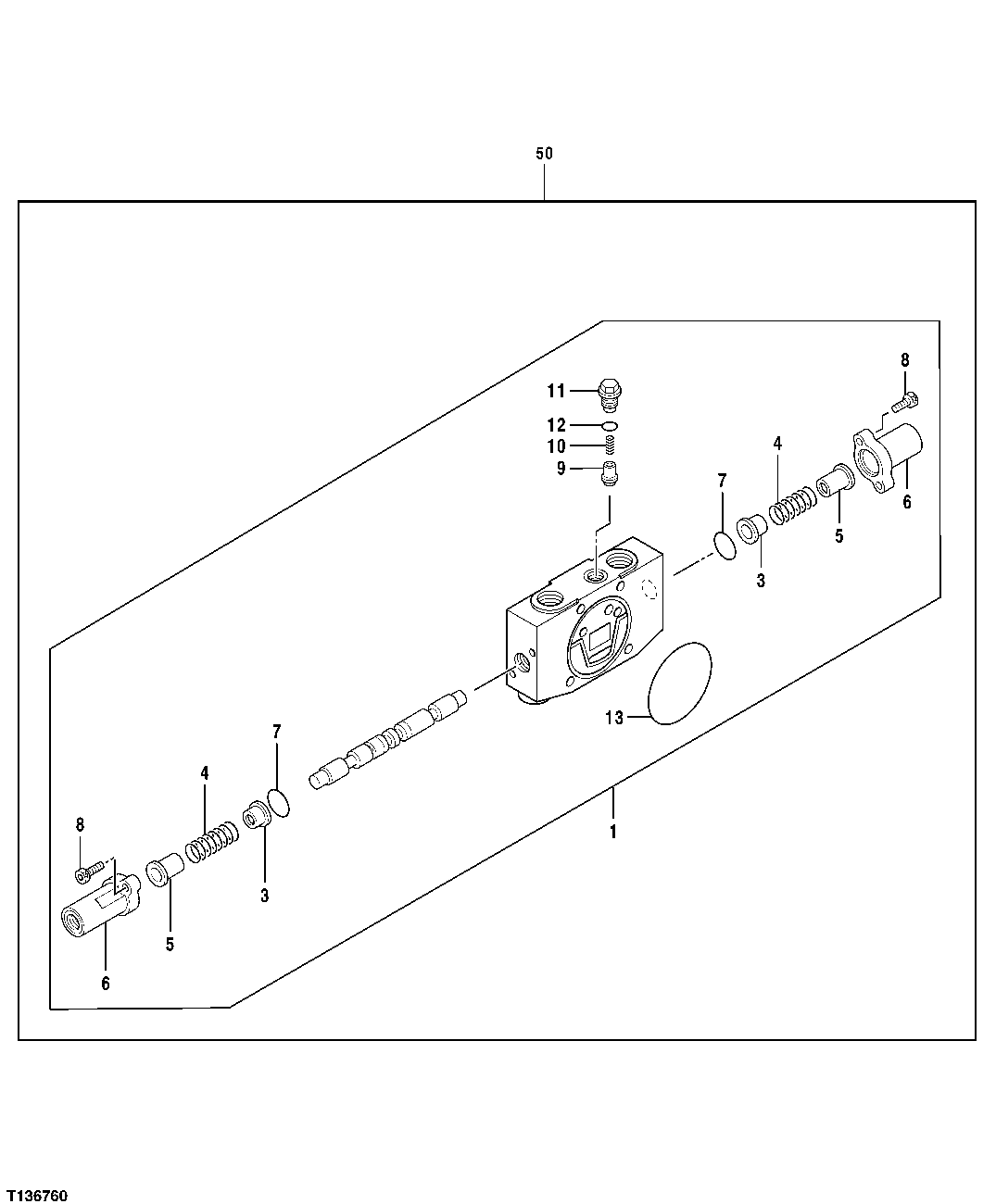 Схема запчастей John Deere 7ZTS - 119 - Control Valve Swing Spool Section 3362 CONTROL & LOAD HOLDING VALVES