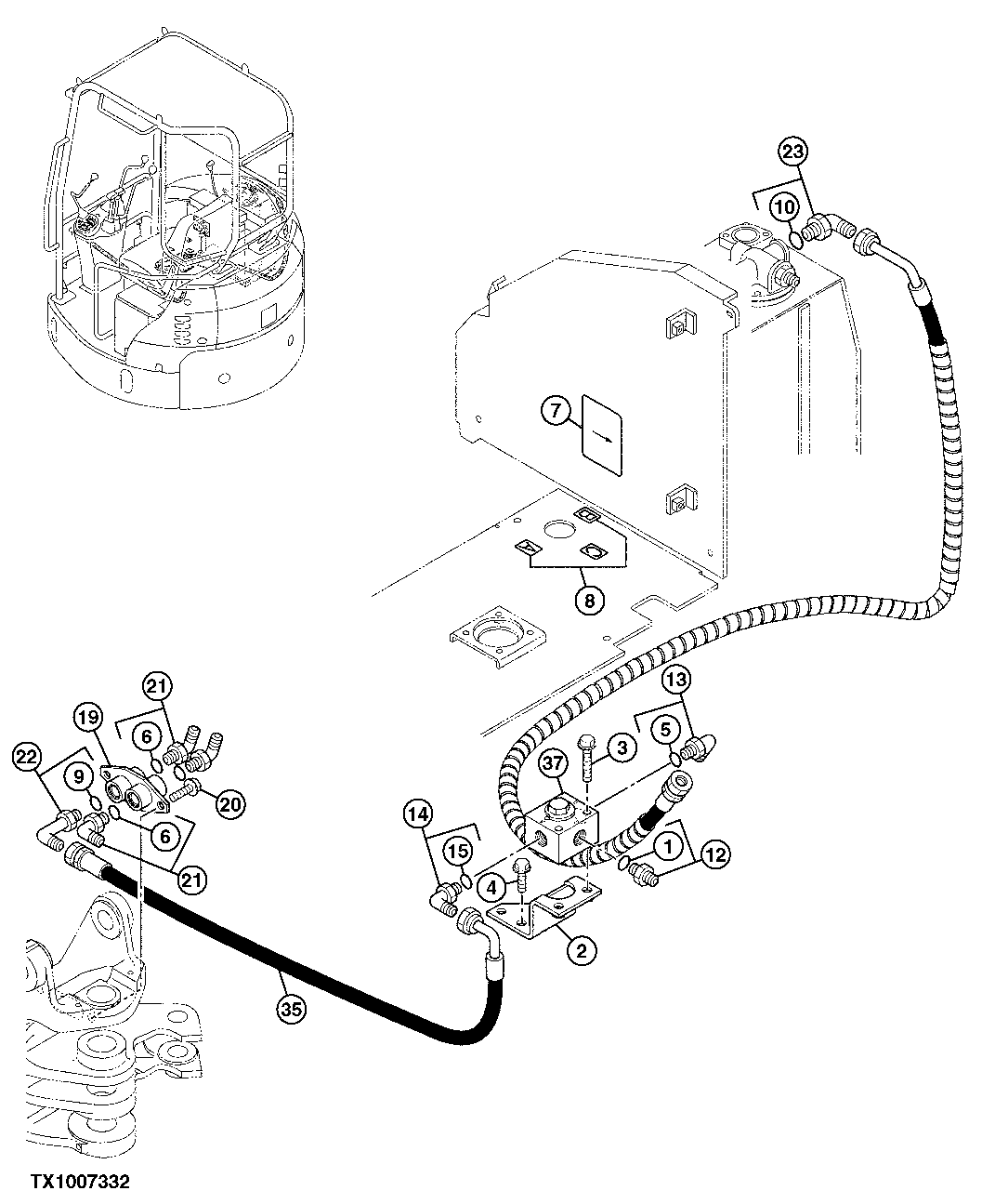 Схема запчастей John Deere 7ZTS - 126 - AUXILIARY LINES 3363 LINES, HOSES & FITTINGS