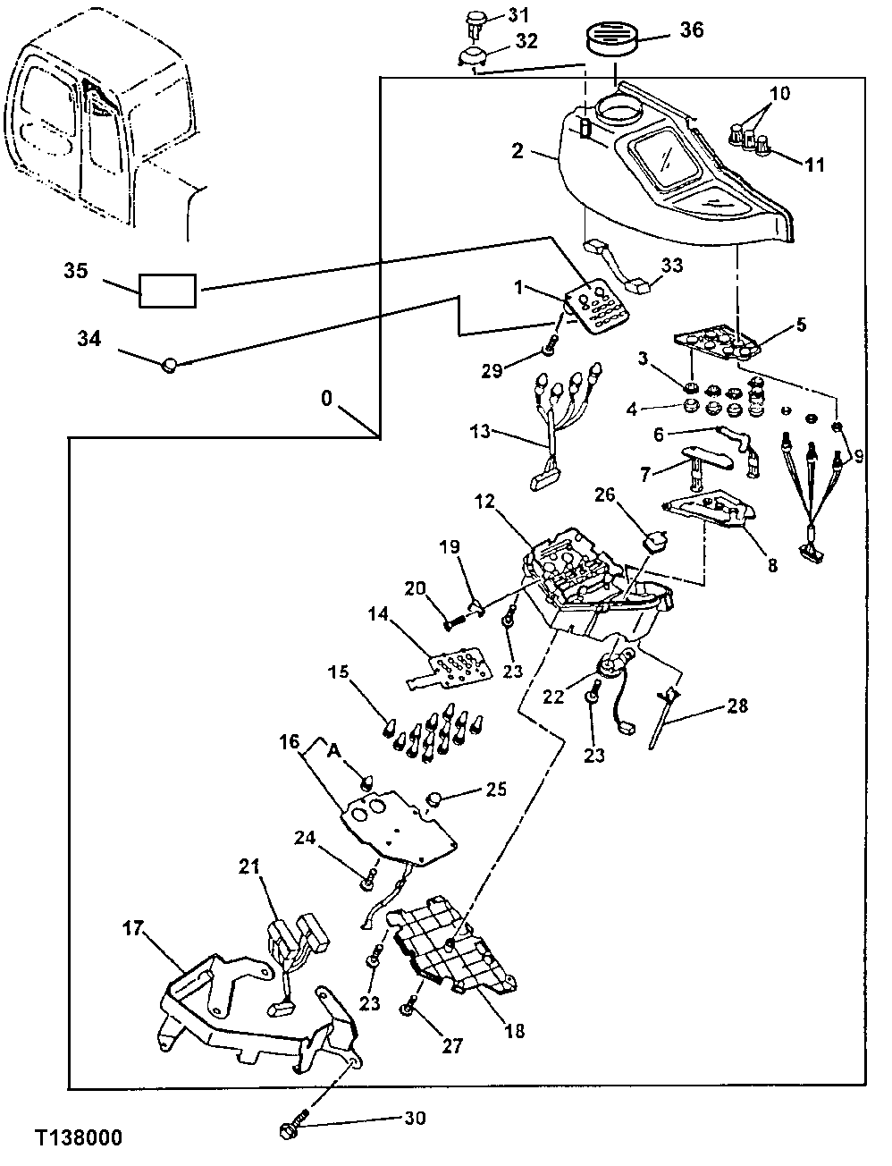 Схема запчастей John Deere 330LC, 370 - 51 - MONITOR FOR REAR ENTRY CAB 1674B Wiring Harness And Switches (Rear Entry)