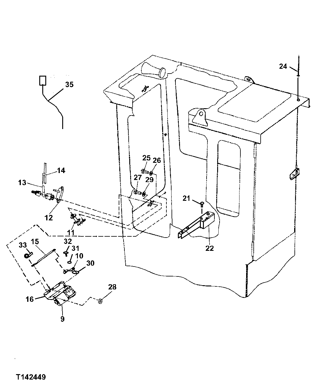 Схема запчастей John Deere 330LC, 370 - 71 - REAR ENTRY CAB LOWER WINDSHIELD WIPER 1810B Operator Enclosure (Rear Entry)