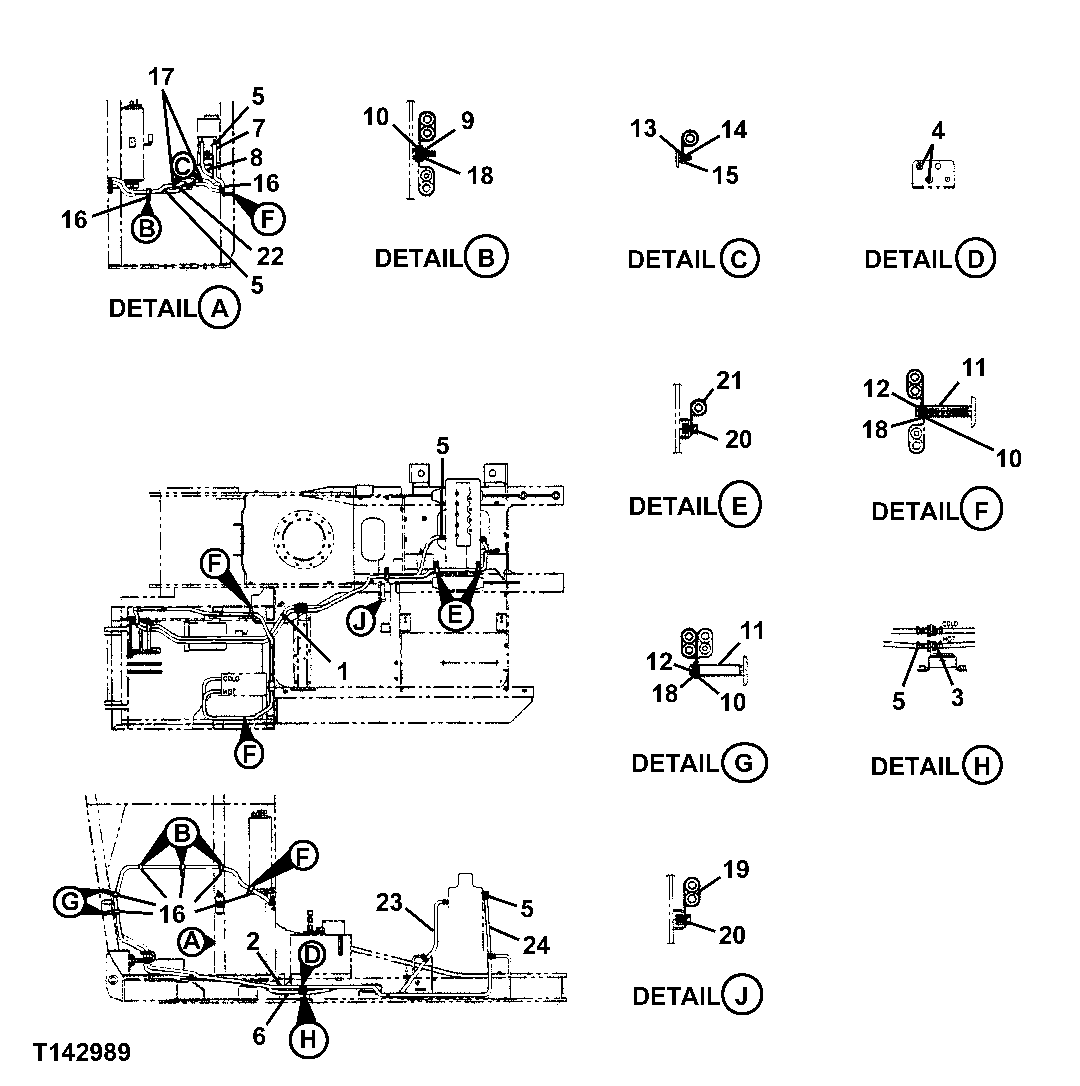 Схема запчастей John Deere 330LC, 370 - 92 - HEATER PIPING FOR REAR ENTRY CAB 1830B Heating & Air Conditioning (Rear Entry)