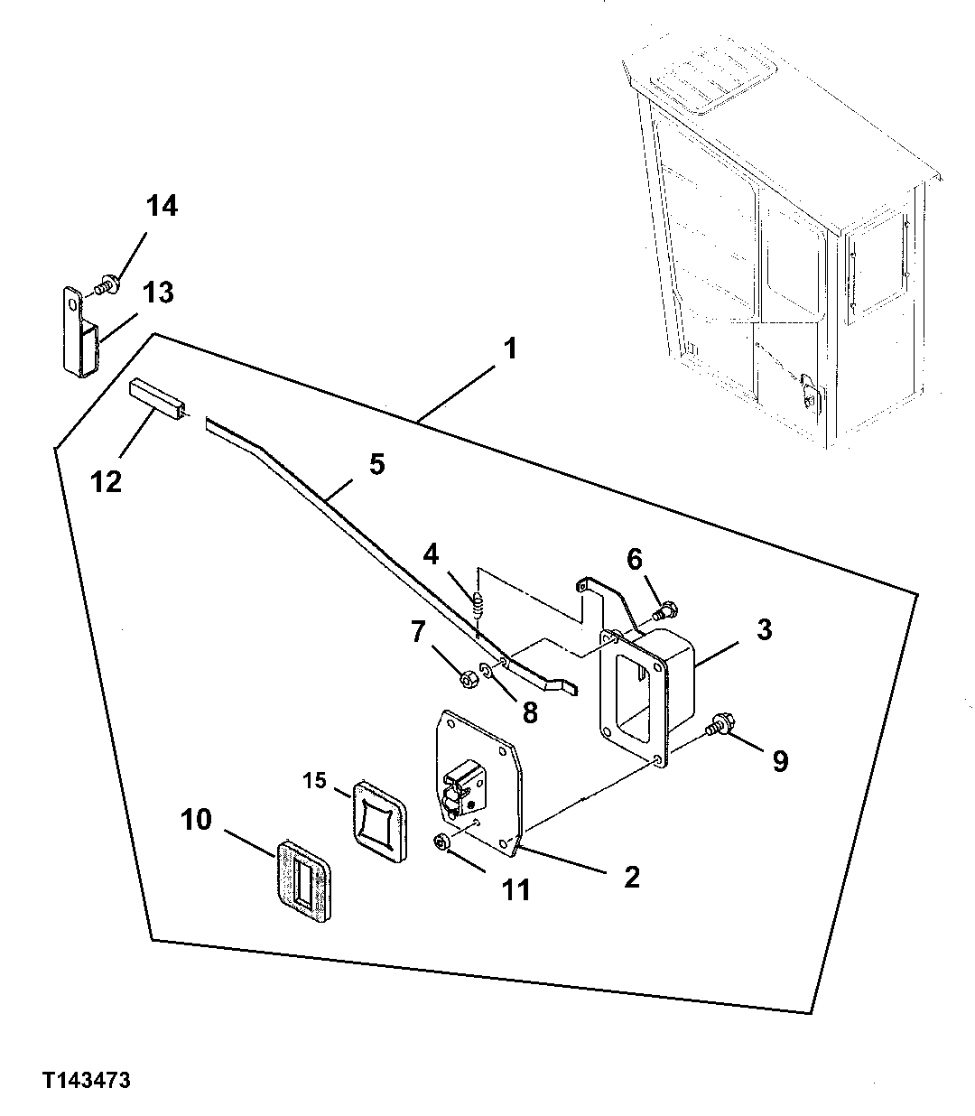 Схема запчастей John Deere 330LC, 370 - 101 - FORESTRY CAB DOOR LATCH 1810C Operator Enclosure (Forestry)