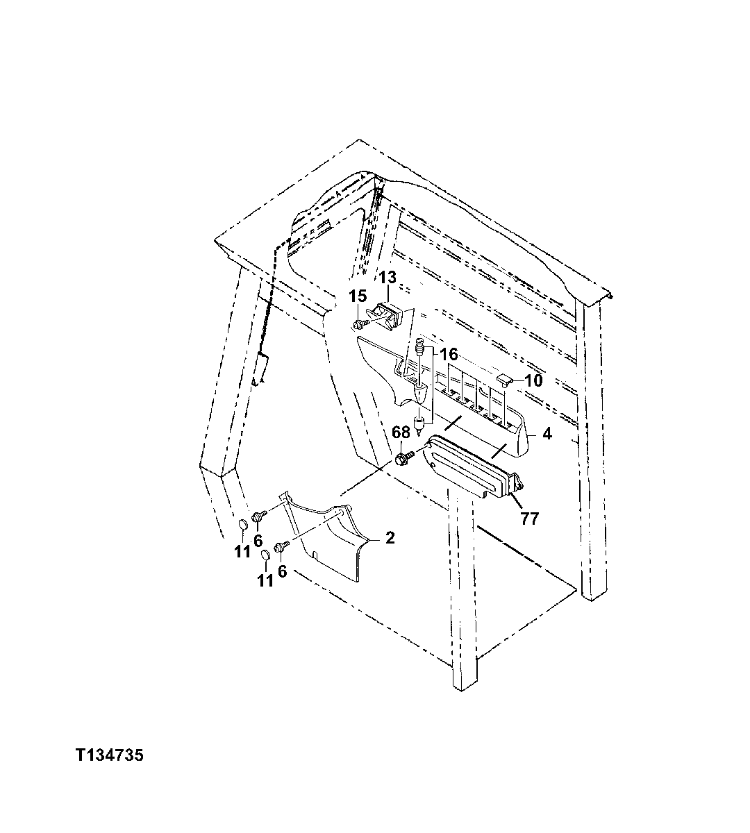 Схема запчастей John Deere 330LC, 370 - 117 - ROADBUILDER CAB INTERIOR 1810D Operator Enclosure (Roadbuilder)