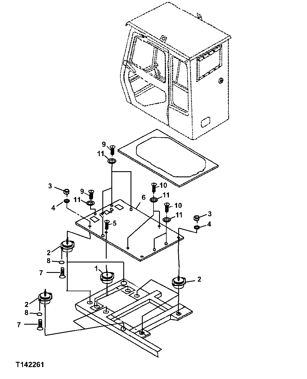 Схема запчастей John Deere 330LC, 370 - 119 - ROADBUILDER CAB MOUNTS 1810D Operator Enclosure (Roadbuilder)