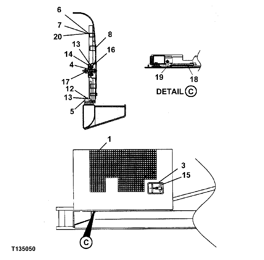 Схема запчастей John Deere 330LC, 370 - 131 - RIGHT SIDE GUARDING FOR UNITS WITHOUT EXTENDED CAPACITY FUEL TANK 1910A Hood Or Engine Enclosure