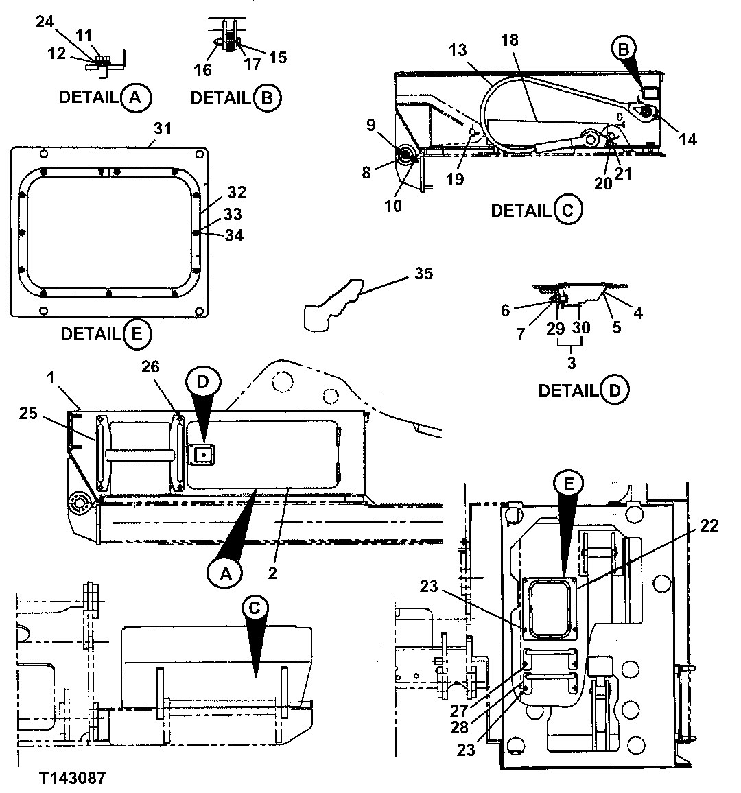 Схема запчастей John Deere 330LC, 370 - 144 - TILT CYLINDER CIRCUIT FOR UNITS WITH 18 INCH RISER ROADBUILDER CAB 2163D Hydraulic Lines & Hoses (Roadbuilder)