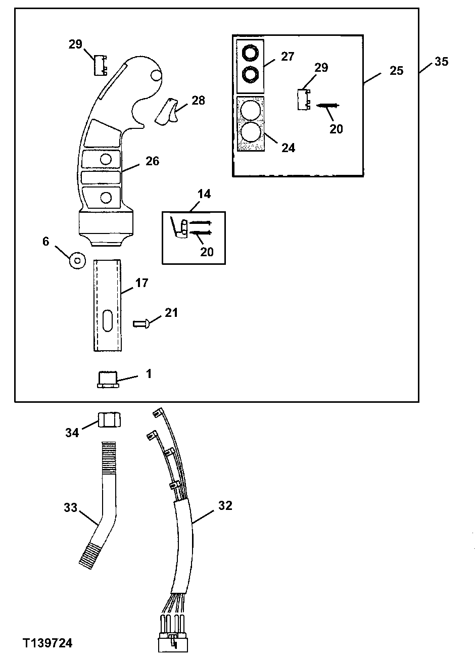 Схема запчастей John Deere 330LC, 370 - 147 - Control Lever (2 Function Grapple) 3315A Controls Linkage (Rear Entry Cab)