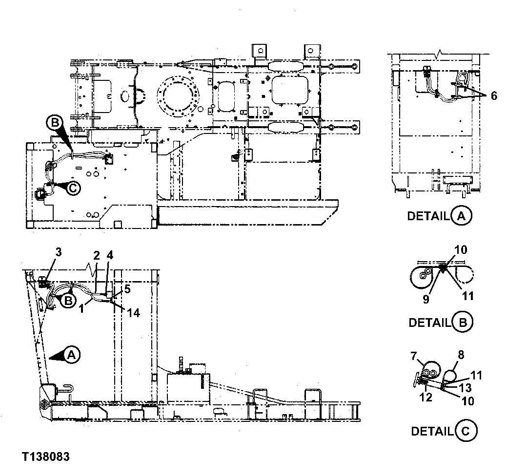 Схема запчастей John Deere 330LC, 370 - 173 - Travel Pressure Pilot Piping For Rear Entry Cab (Heeler) 3360B Hydraulic System (Rear Entry Cab)