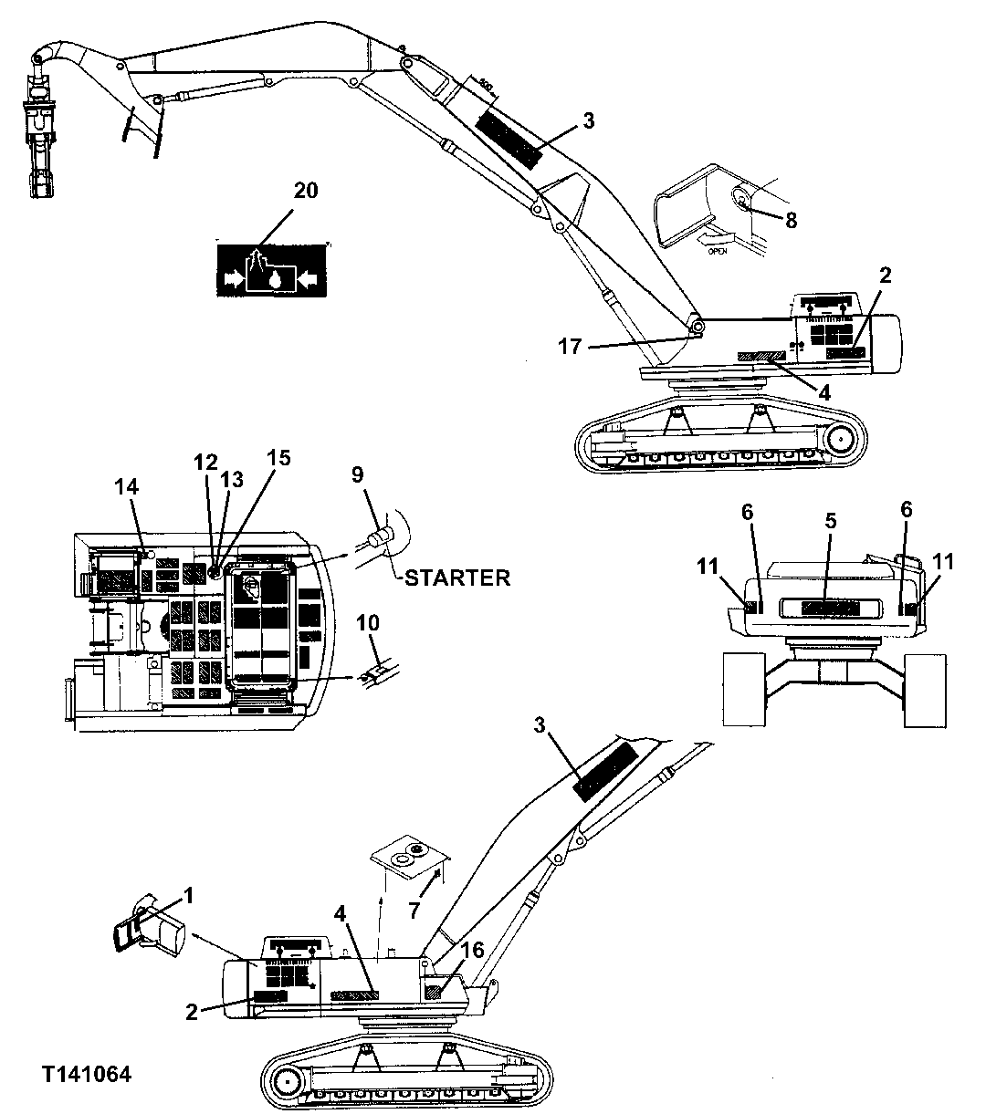 Схема запчастей John Deere 330LC, 370 - 31 - Labels and Decals 1322A Labels & Trademarks (Standard)