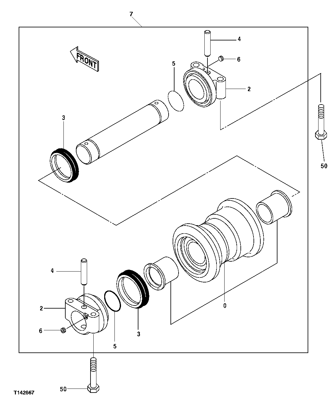 Схема запчастей John Deere 50CLC - 7 - LOWER TRACK ROLLER 0130 TRACK SYSTEM