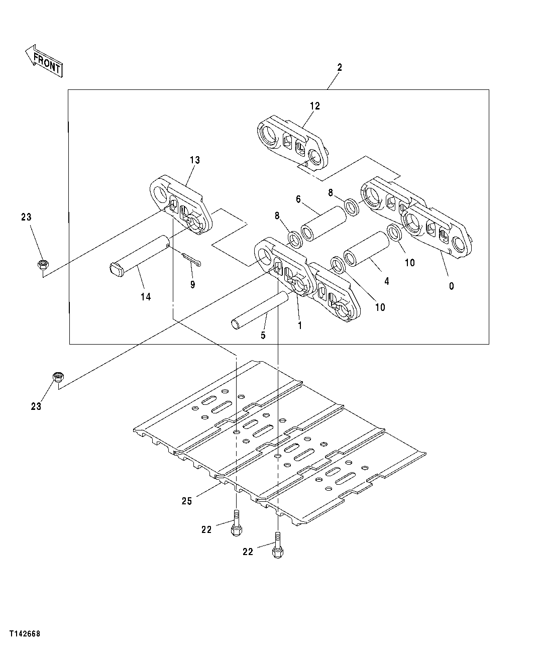 Схема запчастей John Deere 50CLC - 8 - TRACK CHAIN 0130 TRACK SYSTEM