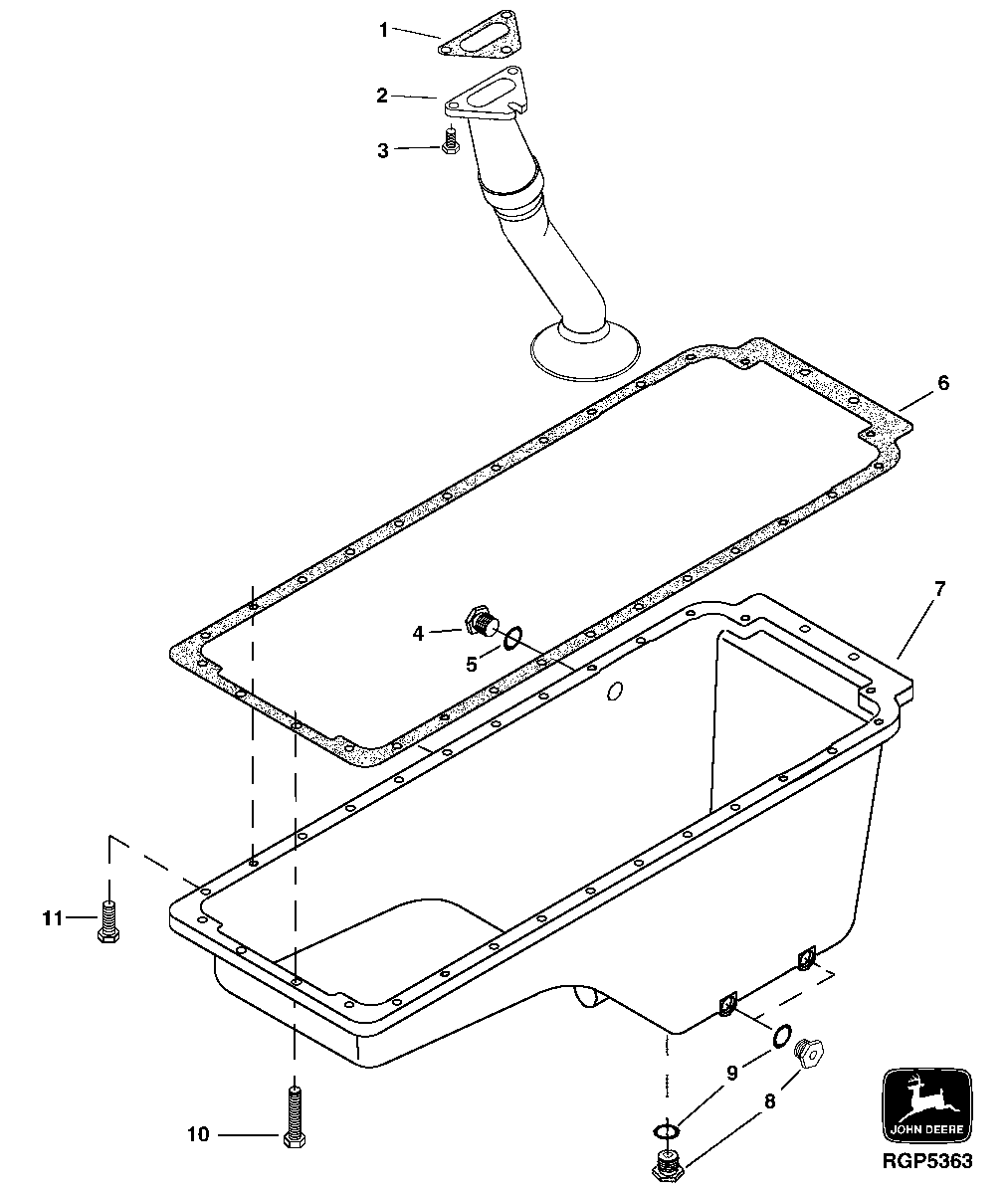 Схема запчастей John Deere 50CLC - 24 - 1912 OIL PAN 0400 Engine 6125HT001-RG29624 6125HT001