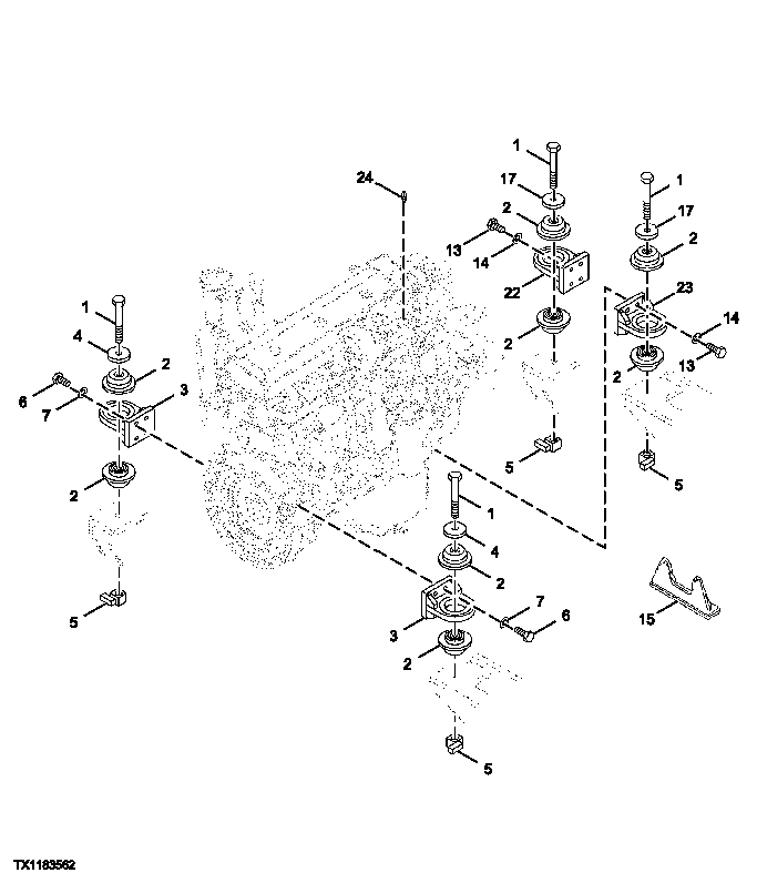 Схема запчастей John Deere 50CLC - 90 - ENGINE MOUNTING 0540 ENGINE MOUNTING