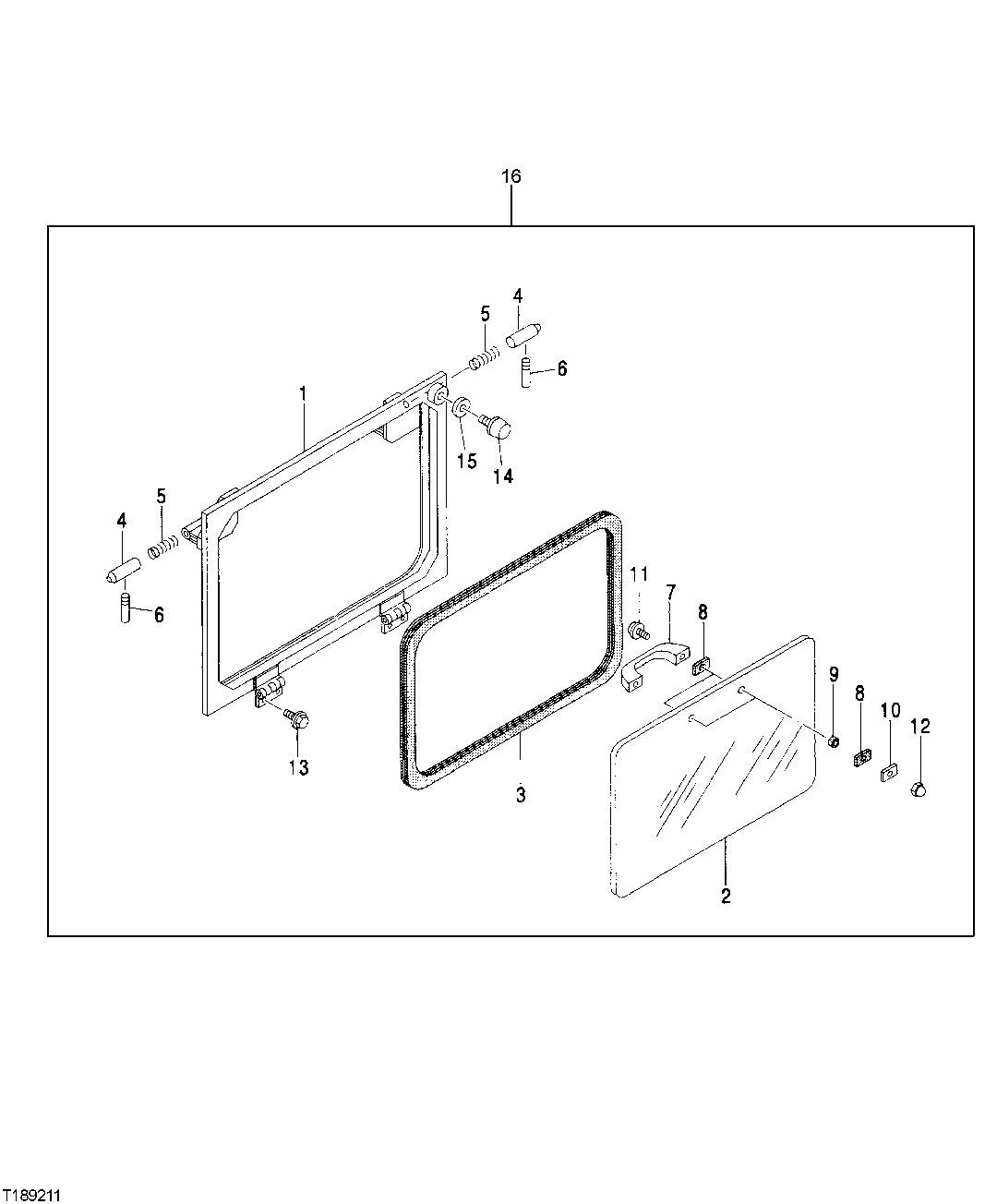 Схема запчастей John Deere 50CLC - 150 - CAB REAR WINDOW COMPONENTS (CAB WITH INTEGRATED HEADGUARD) 1810 OPERATOR ENCLOSURE