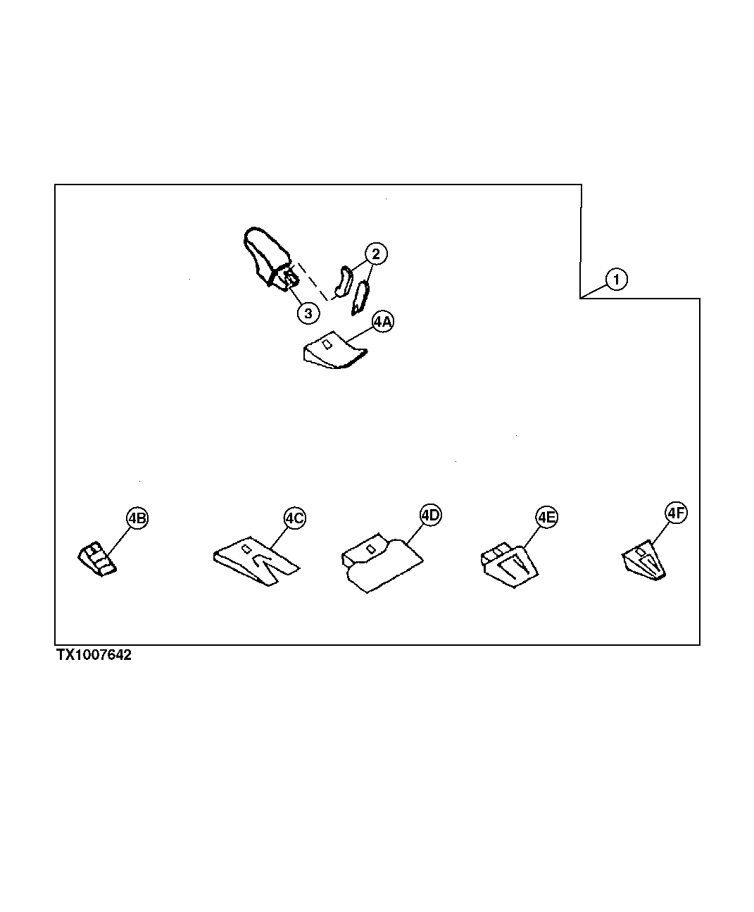 Схема запчастей John Deere 50CLC - 214 - HEAVY DUTY HIGH CAPACITY BUCKET TOOTH ASSEMBLY (SEE FOOTNOTE) 3302 BUCKET WITH TEETH