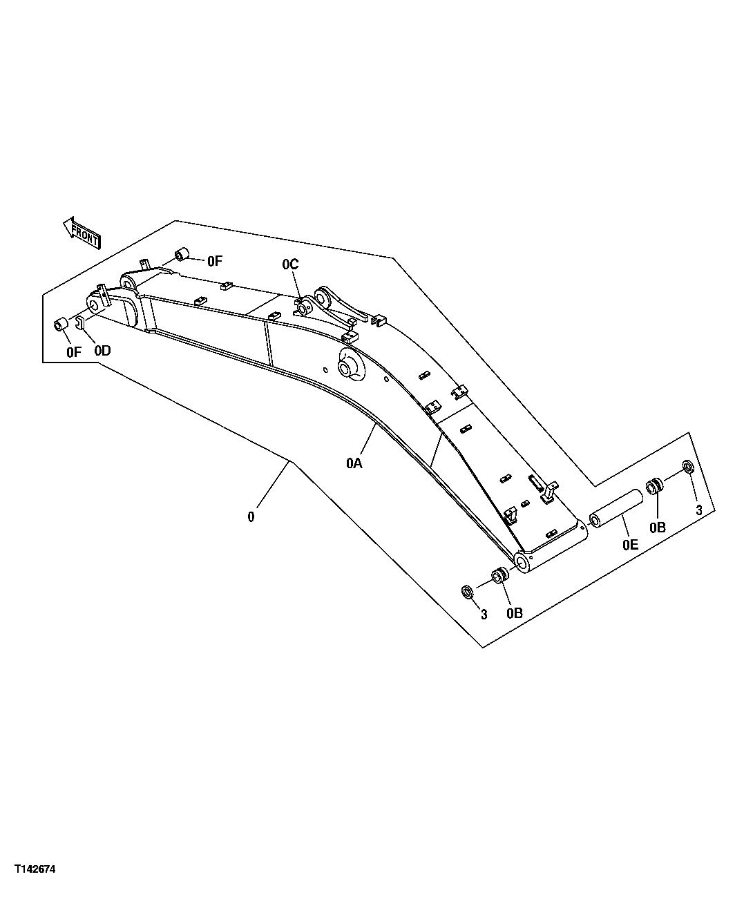 Схема запчастей John Deere 50CLC - 237 - STANDARD BOOM (7.0 M) AND HEAVY DUTY BOOM 3344 BOOM