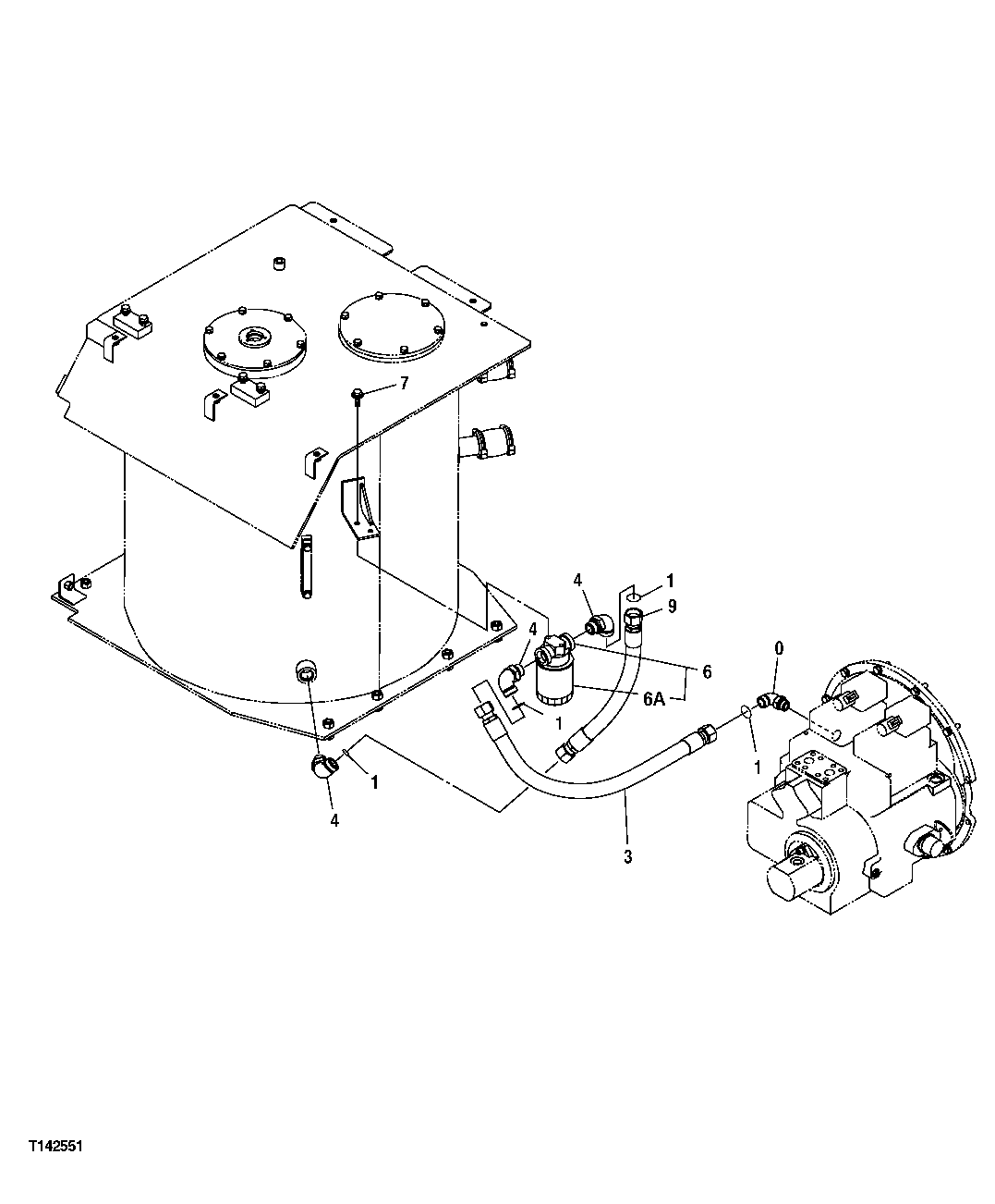 Схема запчастей John Deere 50CLC - 243 - MAIN HYDRAULIC PUMP CASE DRAIN HOSES AND FILTER 3360 HYDRAULIC SYSTEM