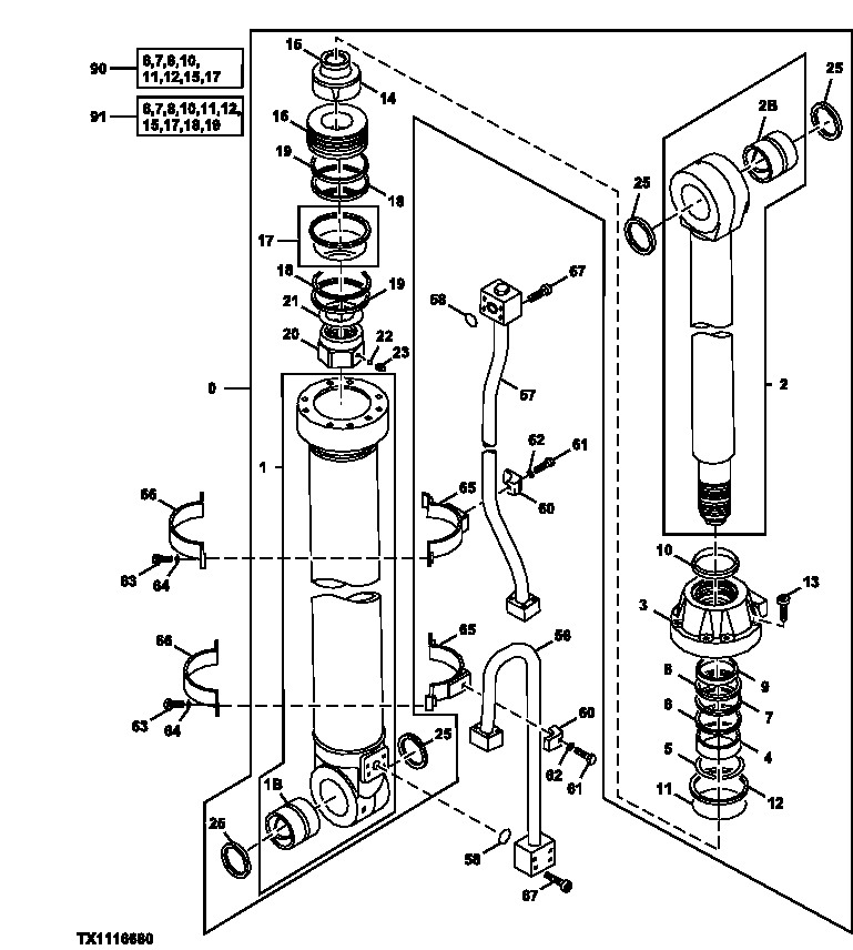 Схема запчастей John Deere 50CLC - 283 - Arm Cylinder Components 3360 HYDRAULIC SYSTEM