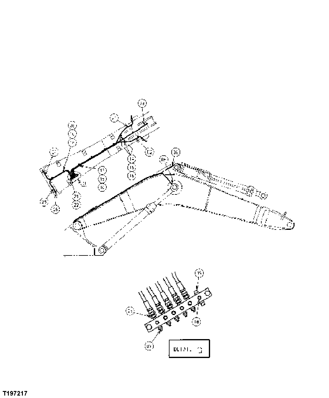 Схема запчастей John Deere 50CLC - 313 - LUBRICATION HOSES AND LINES-BULK EXCAVATING BOOM 3360 HYDRAULIC SYSTEM