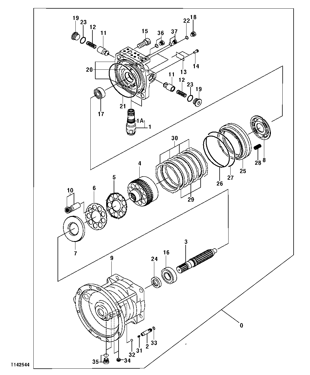 Схема запчастей John Deere 50CLC - 323 - Swing Motor Components 4360 HYDRAULICS