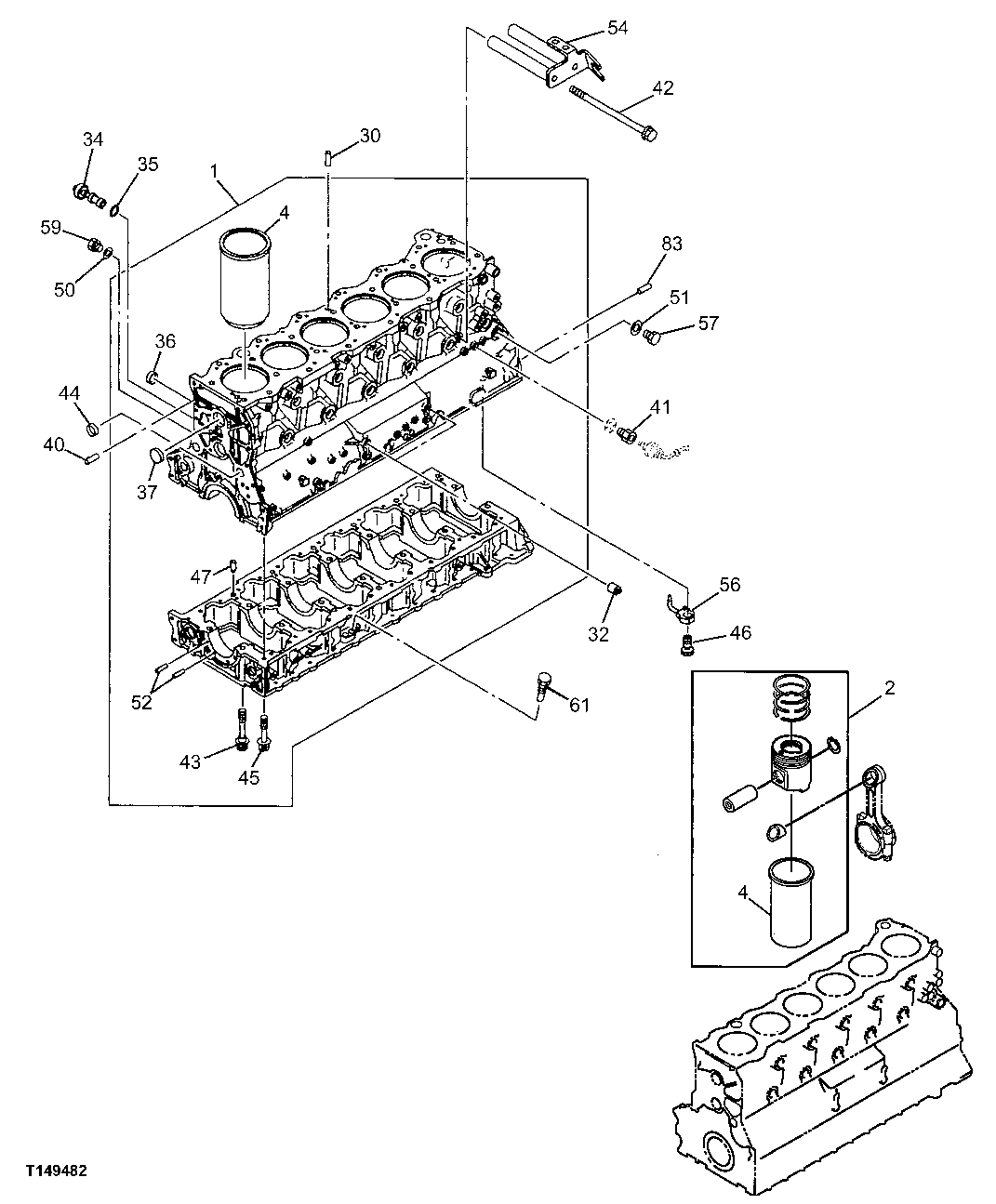 Схема запчастей John Deere 00C LC - 20 - CYLINDER BLOCK 0404 CYLINDER BLOCK