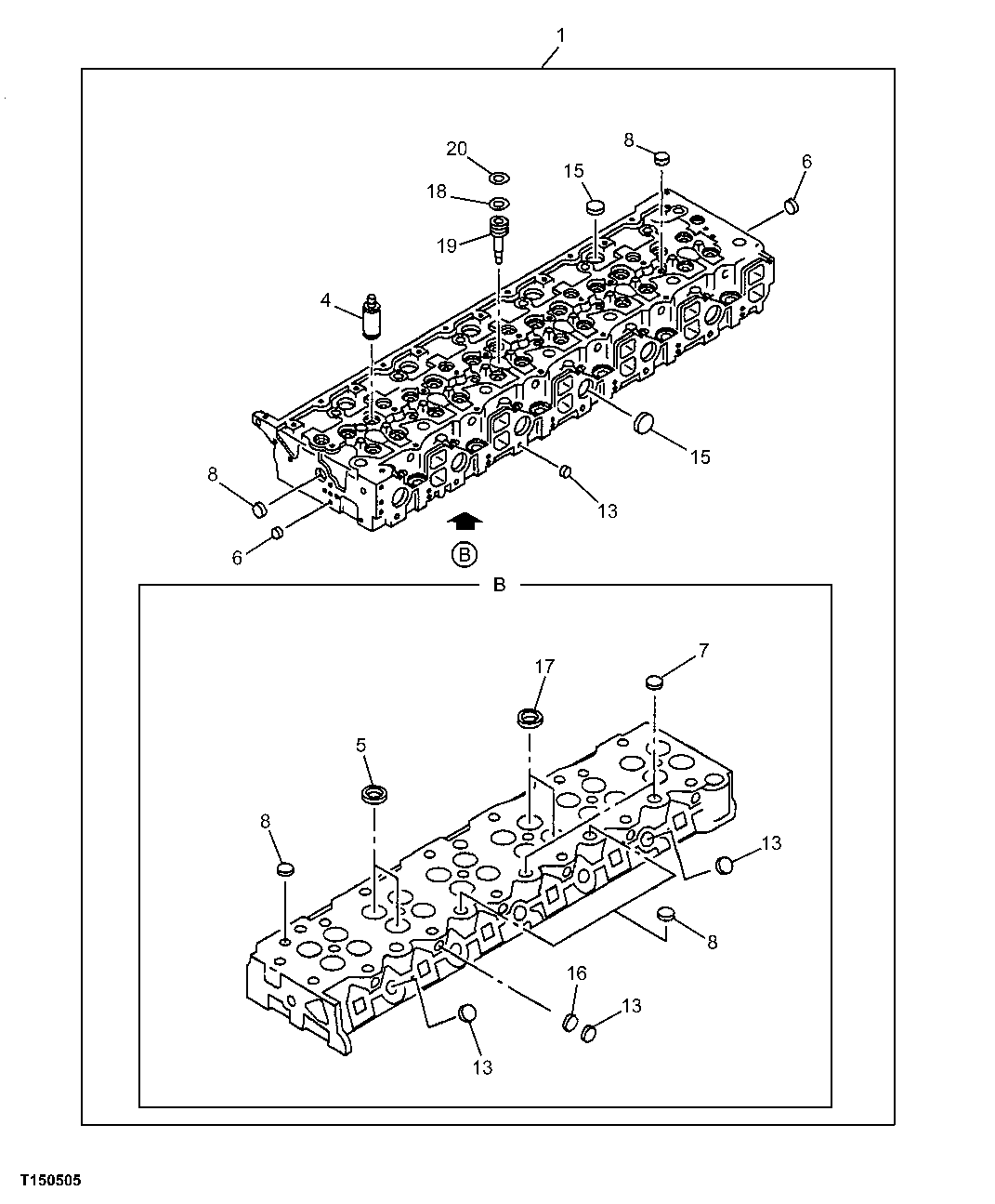 Схема запчастей John Deere 00C LC - 28 - CYLINDER HEAD 0409 CYLINDER HEAD AND VALVES