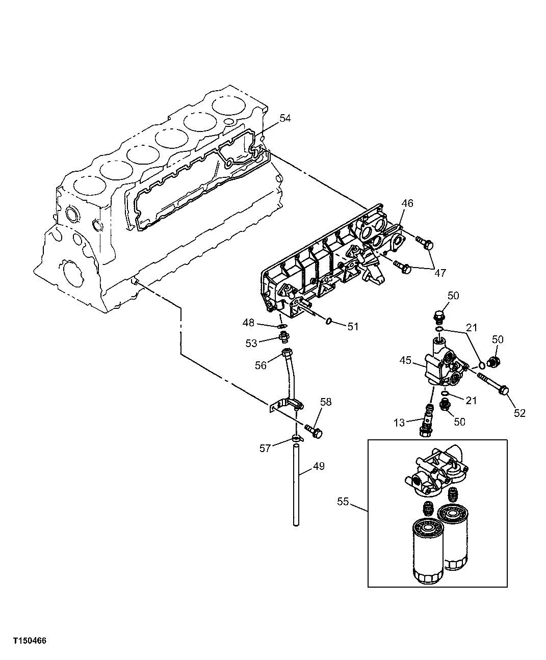Схема запчастей John Deere 00C LC - 41 - OIL COOLER 0419 ENGINE OIL COOLER
