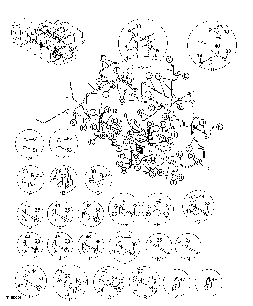 Схема запчастей John Deere 00C LC - 71 - WIRING HARNESS 1674 WIRING HARNESS AND SWITCHES