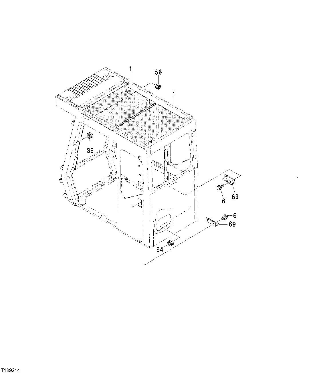 Схема запчастей John Deere 00C LC - 112 - CAB BUSHINGS (CAB WITH INTEGRATED HEADGUARD) 1810 OPERATOR ENCLOSURE