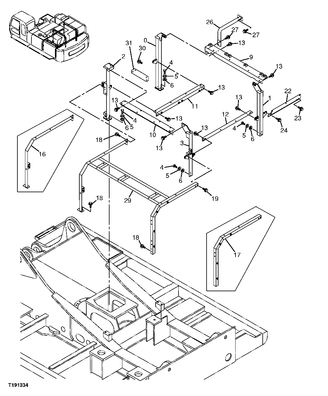 Схема запчастей John Deere 00C LC - 127 - COVER FRAME 1910 HOOD OR ENGINE ENCLOSURE