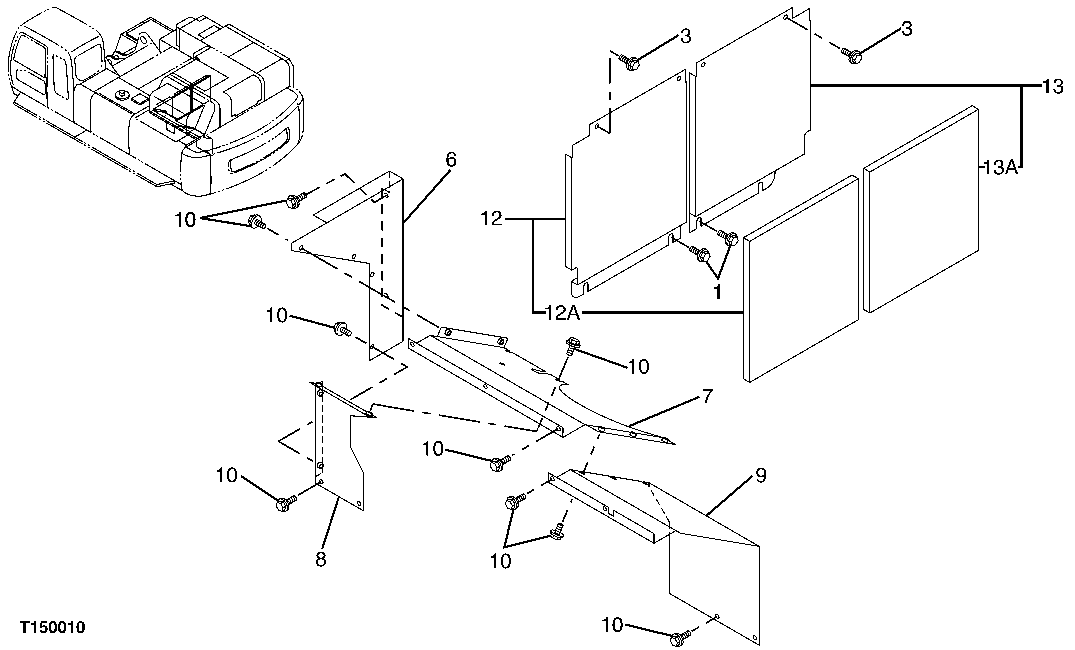 Схема запчастей John Deere 00C LC - 134 - HEAT SHIELD COVER 1910 HOOD OR ENGINE ENCLOSURE