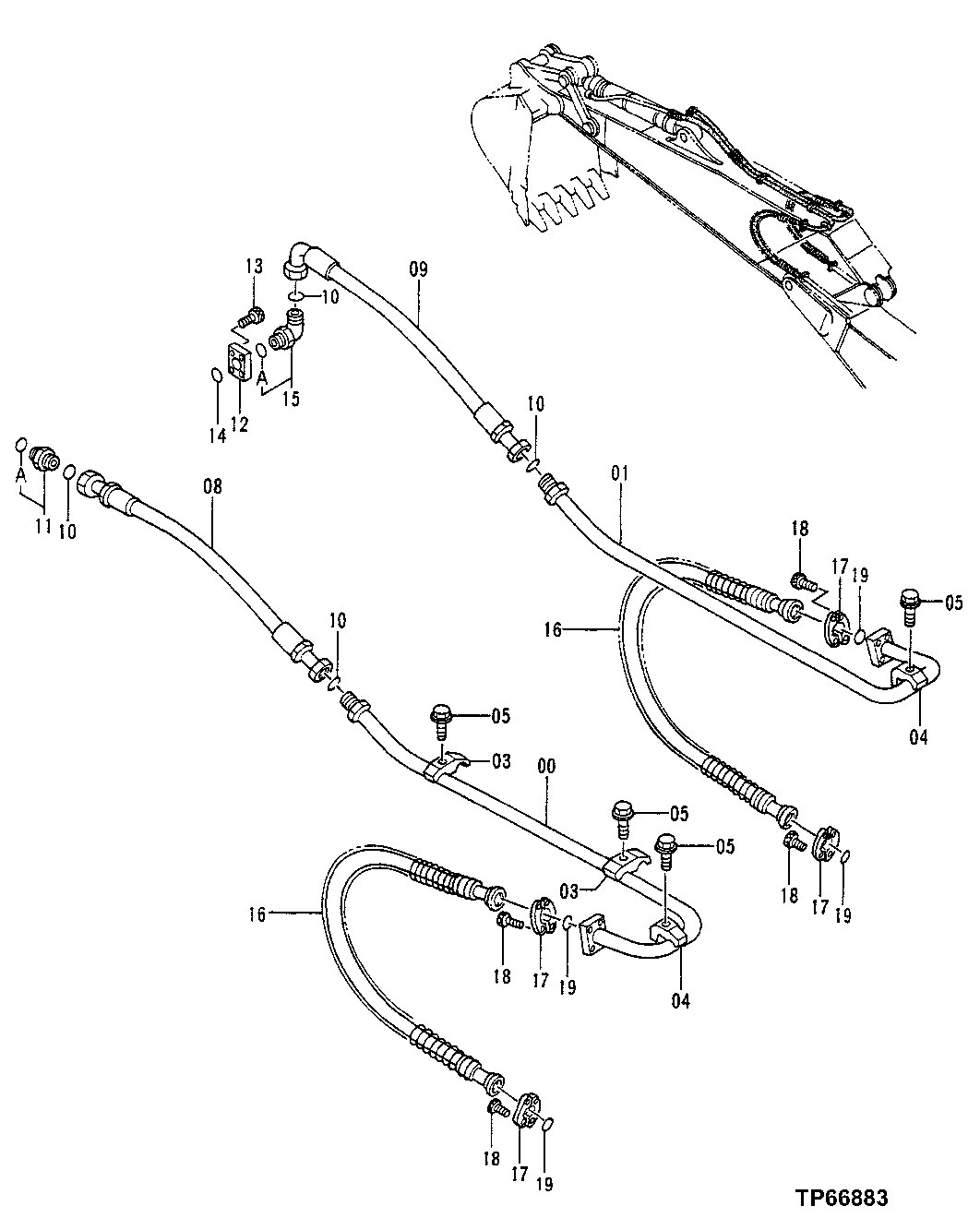 Схема запчастей John Deere 00C LC - 170 - Front Lines, Long Arm (5.2 M) 3340 EXCAVATOR FRAMES