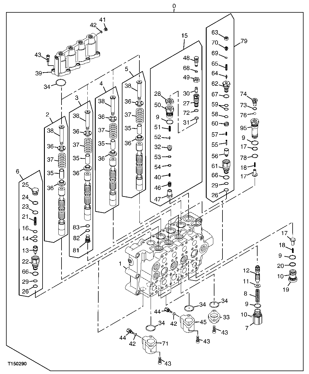 Схема запчастей John Deere 00C LC - 190 - CONTROL VALVE (4 SPOOL) 3362 CONTROL AND LOAD HOLDING VALVES