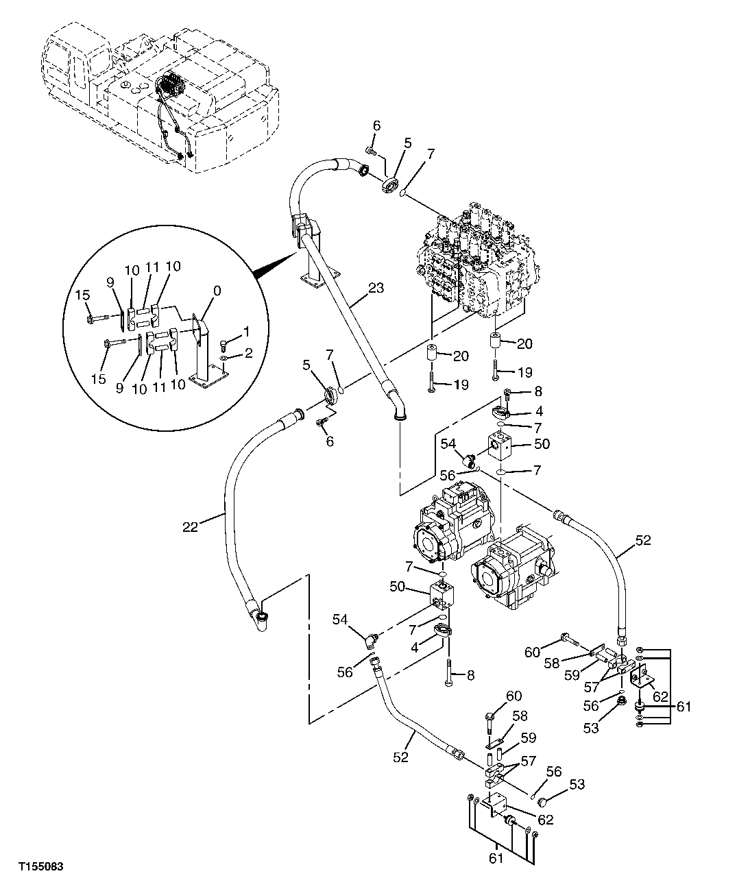 Схема запчастей John Deere 00C LC - 216 - DELIVERY HYDRAULIC LINES 3363 LINES, HOSES AND FITTINGS