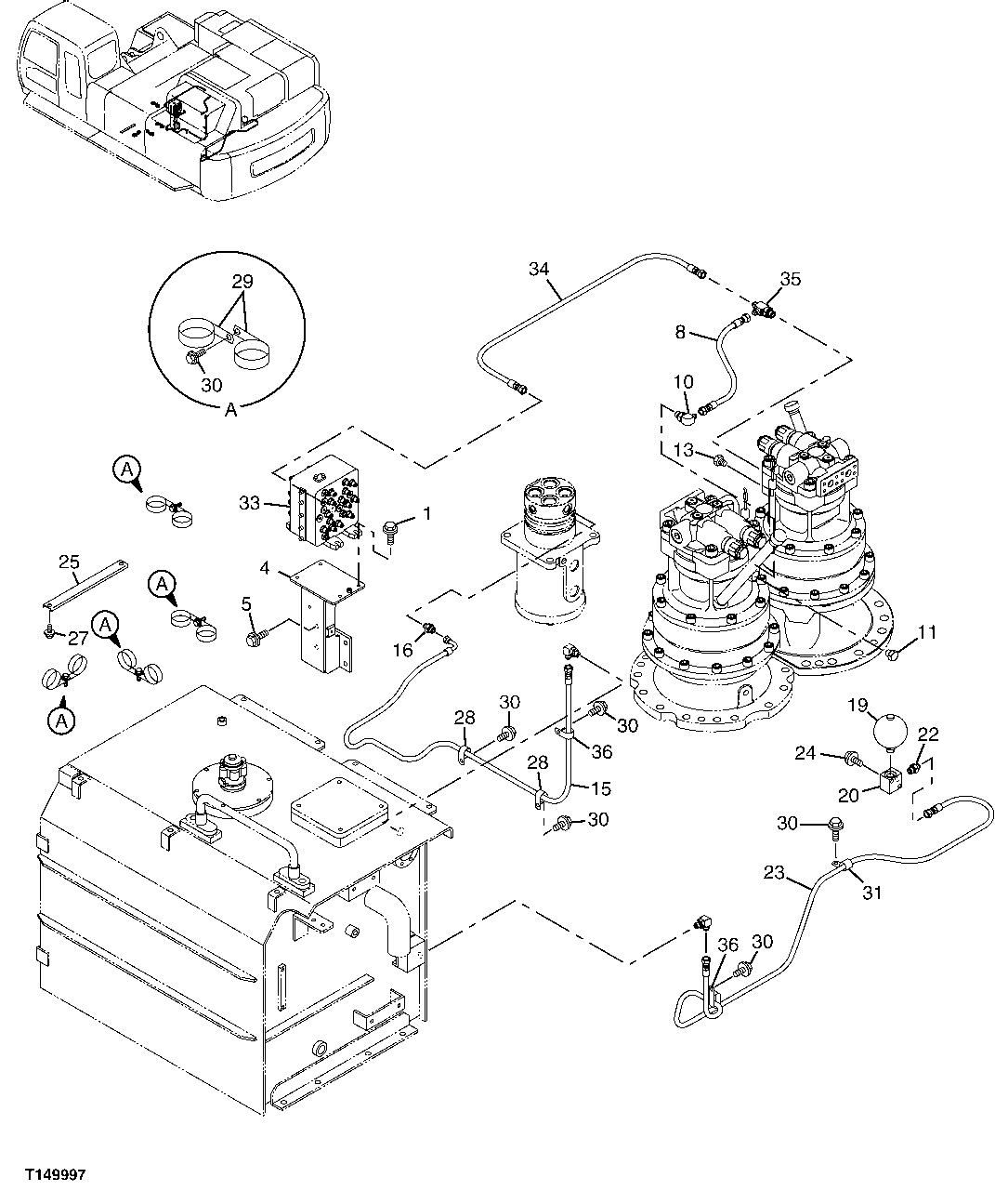 Схема запчастей John Deere 00C LC - 227 - PILOT HYDRAULIC LINES 3363 LINES, HOSES AND FITTINGS