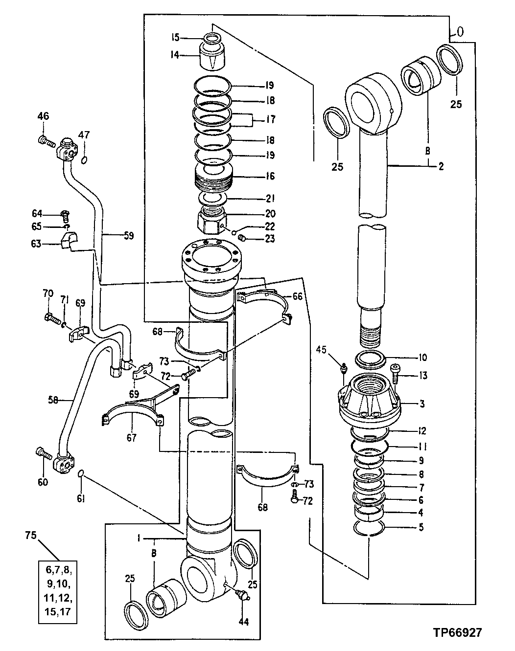 Схема запчастей John Deere 00C LC - 248 - HYDRAULIC BOOM CYLINDER, LEFT 3365 HYDRAULIC CYLINDERS
