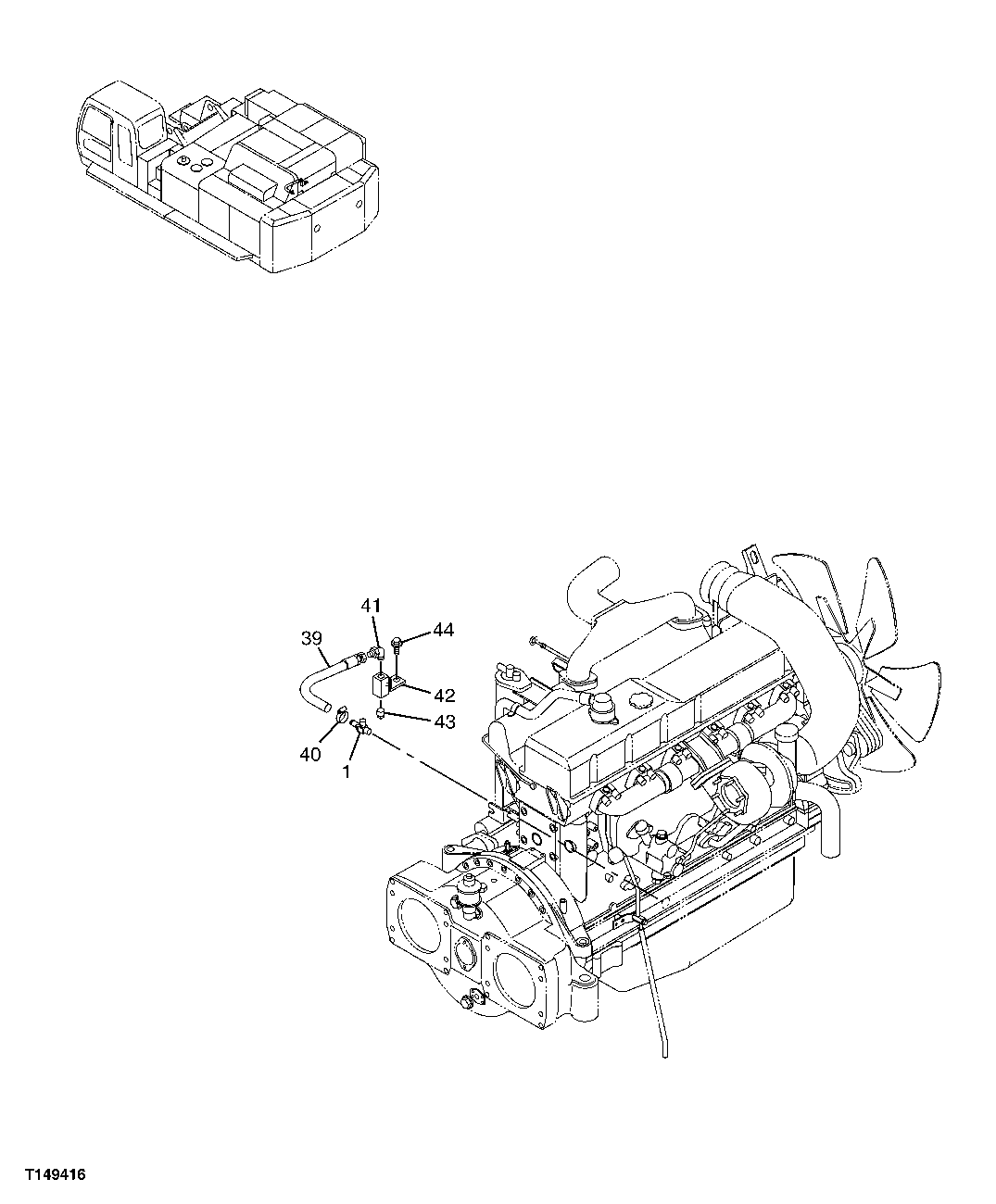 Схема запчастей John Deere 00C - 27 - ENGINE OIL DRAIN HOSE 0407 ENGINE OILING SYSTEM