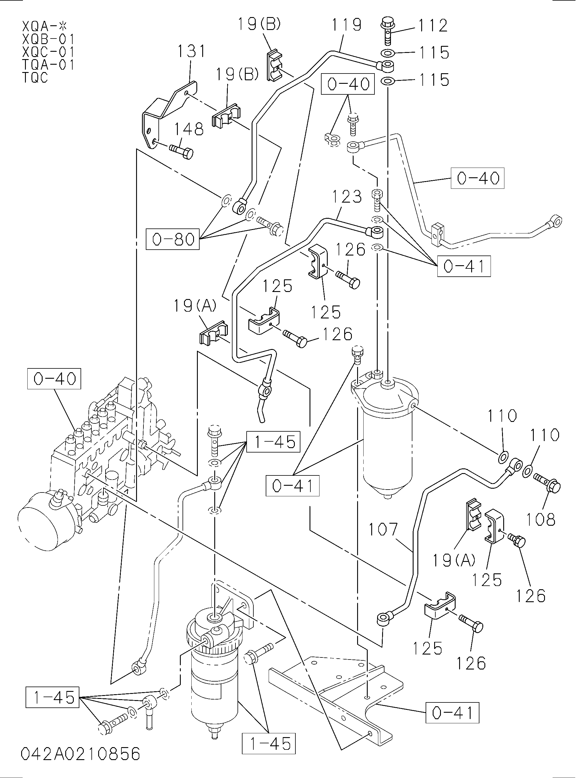 Схема запчастей John Deere 00C - 101 - 0-42 Fuel Pump And Pipe 0400B Engine - Miscellaneous Engine / Complete Engine