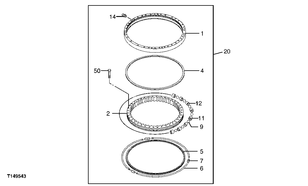 Схема запчастей John Deere 00C - 153 - SWING BEARING 1740 FRAME INSTALLATION