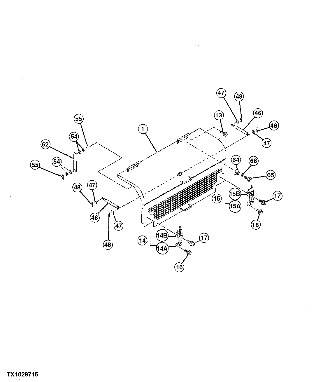 Схема запчастей John Deere 00C - 204 - COVER 1910 HOOD OR ENGINE ENCLOSURE